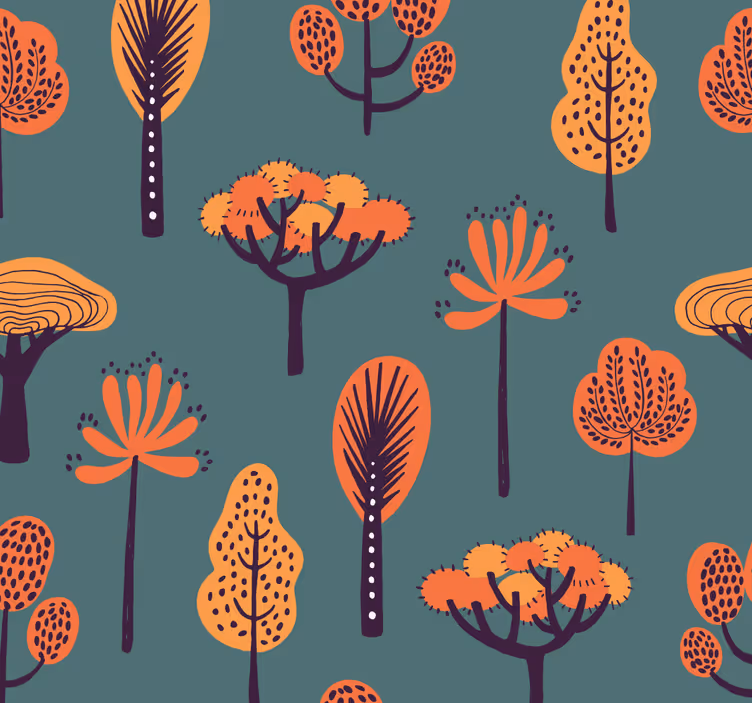 Tapeta drzewa stylizowane motywy botaniczne - TenStickers