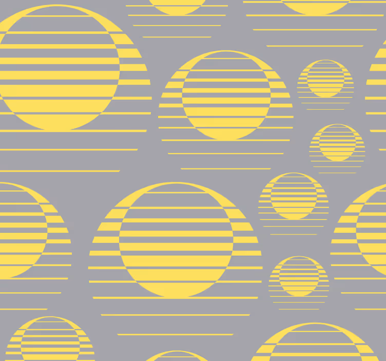 Tapeta abstrakcja Retro sun draw szaro-żółty - TenStickers