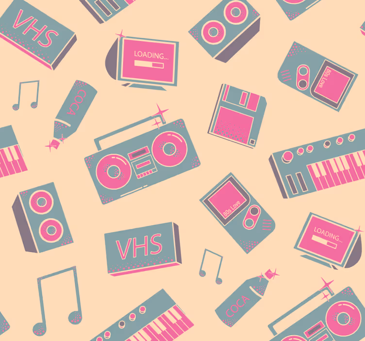 Tapeta vintage wzór muzyki retro - TenStickers