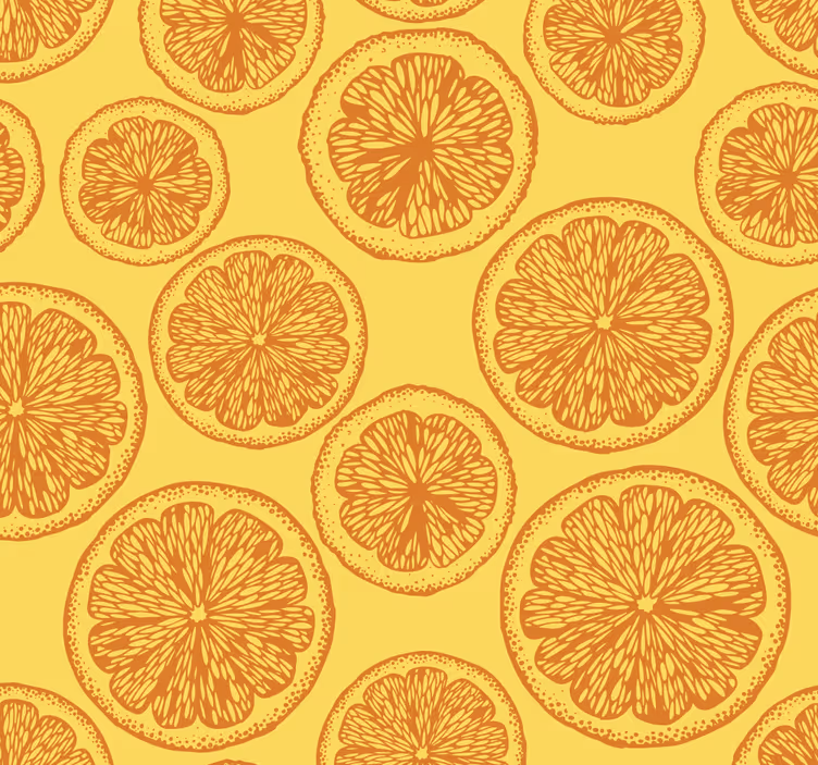 Pomarańczowa tapeta w wzór plasterków cytrusów - TenStickers