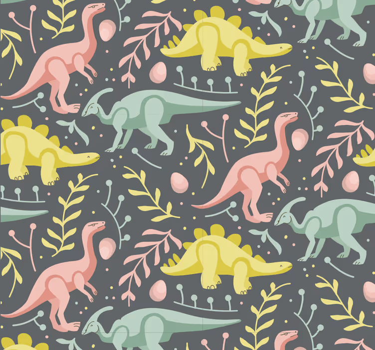 Tapeta dinozaury zabawa w kreskówkę z dinozaurem - TenStickers