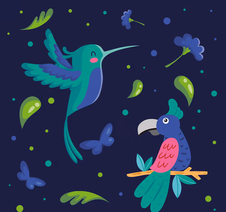 Tapeta zwierzęta Papugi i dzięcioły - TenStickers