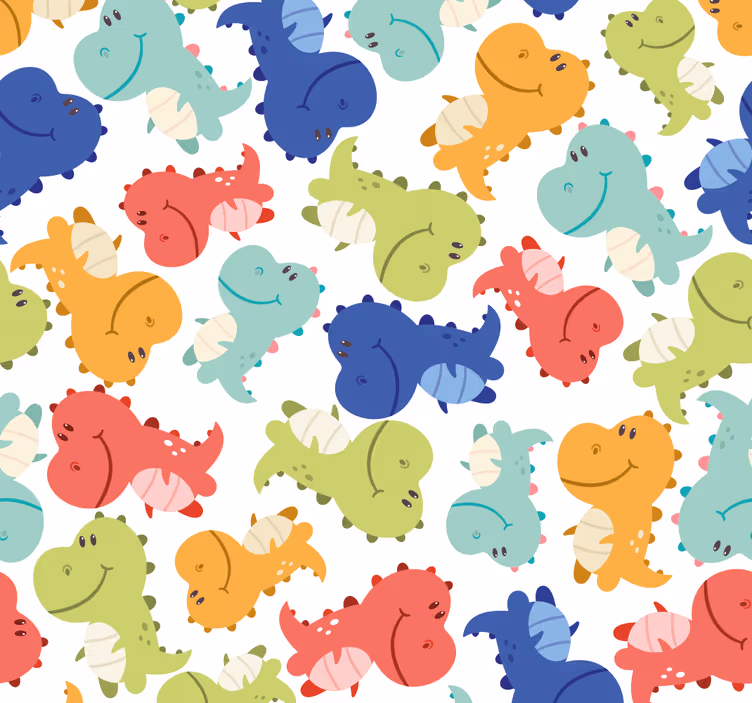 Tapeta dinozaury wesoły wzór dinozaura - TenStickers