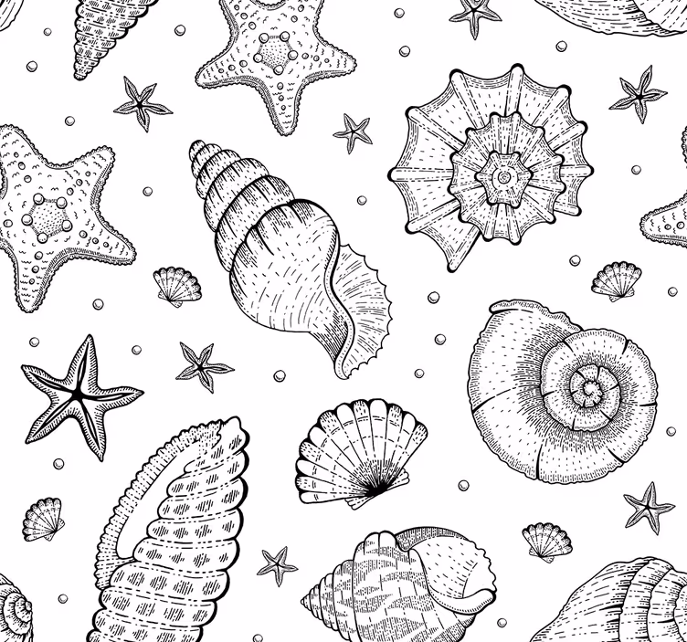 Tapeta natura wzory muszli morskich - TenStickers