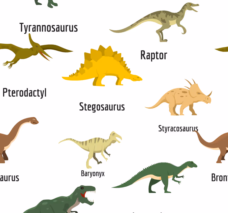 Tapeta dla dzieci Realistyczne dinozaury z imionami - TenStickers
