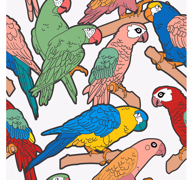 Tapeta w papugi zespół papug - TenStickers