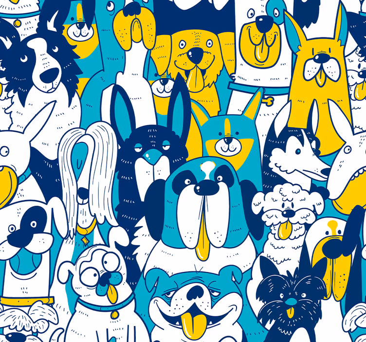 Tapety ze zwierzętami animowany zespół psów - TenStickers