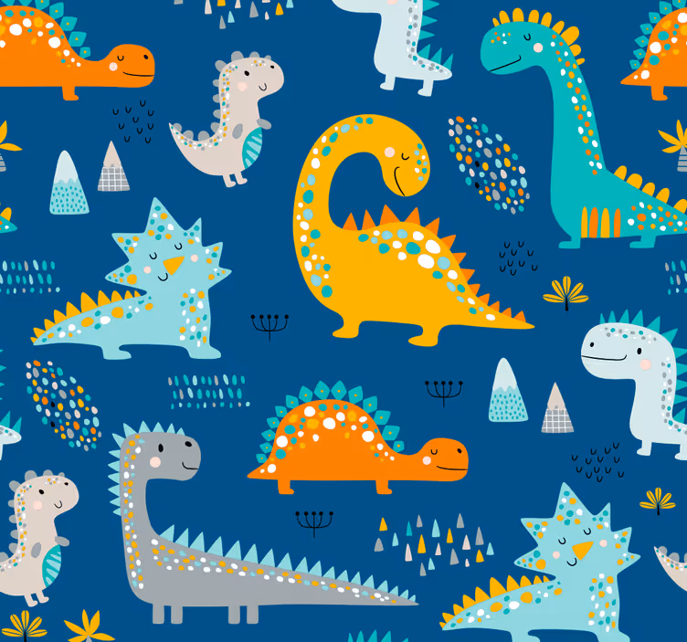 Tapeta dinozaury wzór dinozaurów - TenStickers