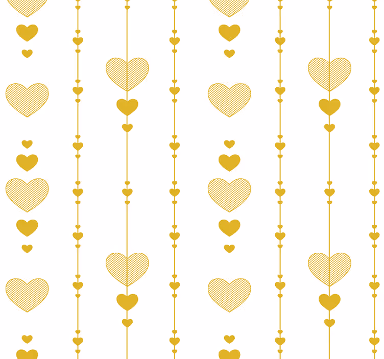Tapeta do sypialni wzór złote serca - TenStickers