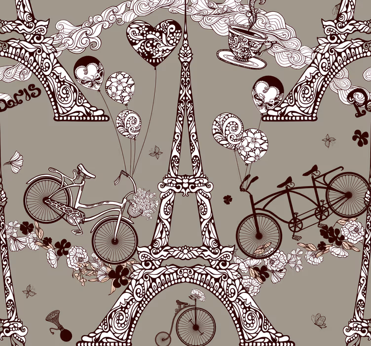 Tapeta miasto winiety paryskie - TenStickers