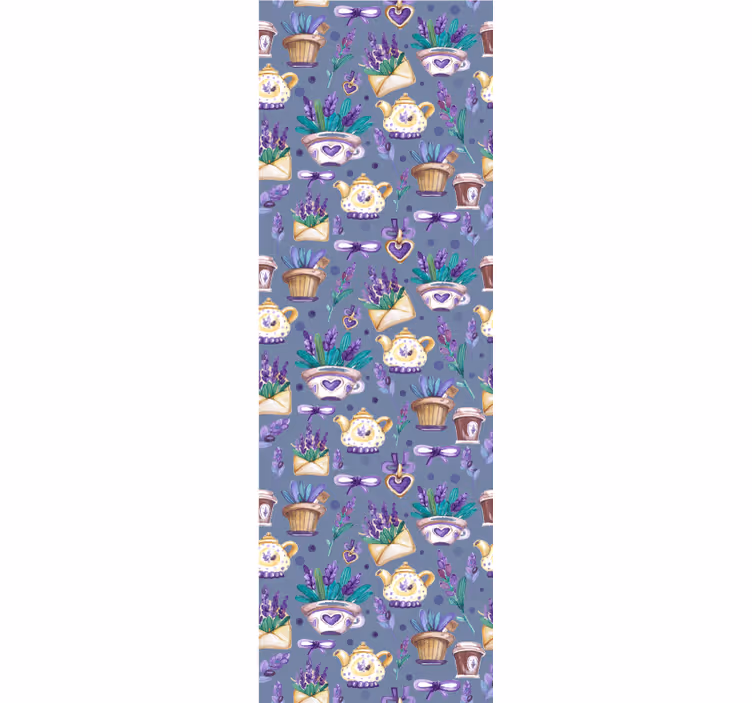 Tapeta ornament wzór lawendy na herbatę - TenStickers