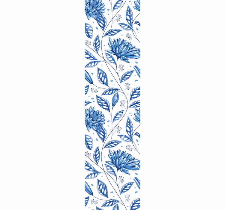Tapeta kwiaty niebieski kwiatowy wzór - TenStickers