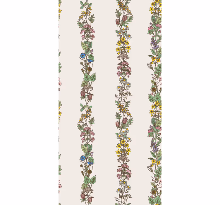 Tapeta do łazienki botaniczne pionowe paski - TenStickers