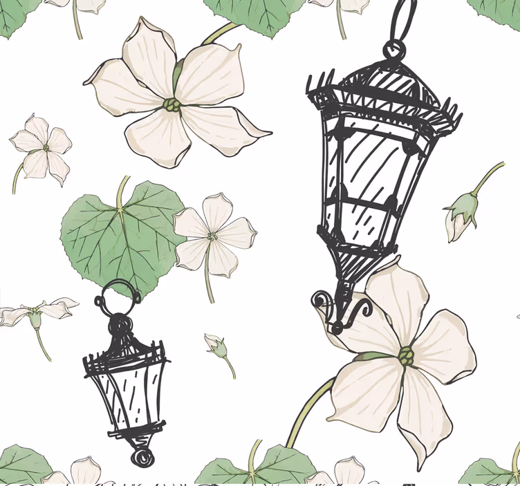Tapeta ornament wzór latarni botanicznej - TenStickers