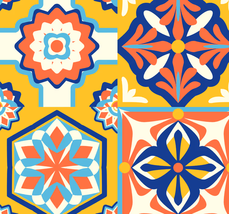 Tapeta kafelki geometryczne połączenie płytek - TenStickers