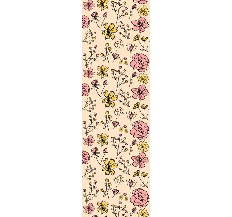 Tapeta kwiaty kwiatowy szkic botaniczny - TenStickers