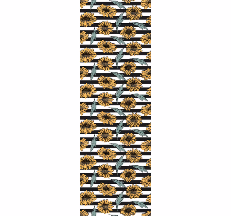 Tapeta kwiaty paski słonecznika - TenStickers