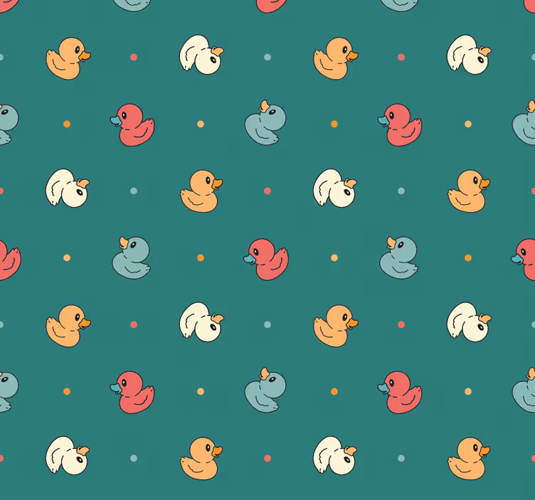 Tapeta do łazienki wzór gumowej kaczki - TenStickers