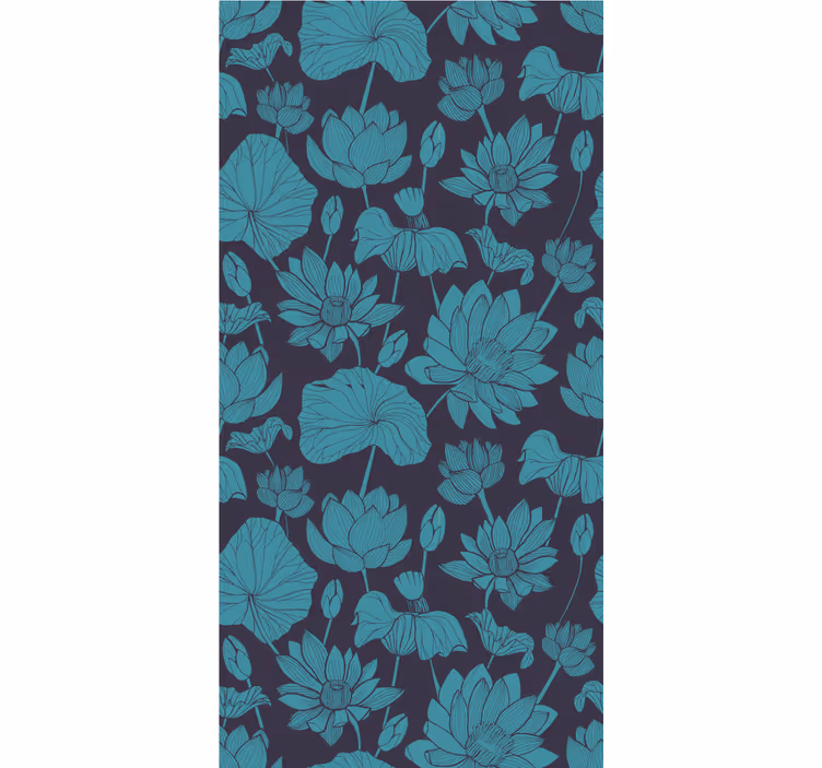 Tapeta kwiaty botaniczny wzór lotosu - TenStickers