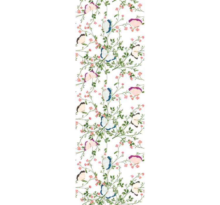 Tapeta kwiaty motyl botaniczny - TenStickers