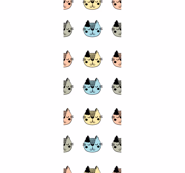 Tapeta koty rysunkowe kocie twarze - TenStickers