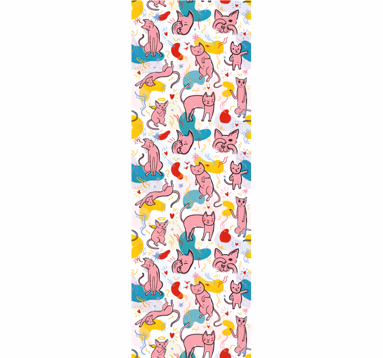 Tapeta koty zabawne kocie wzory - TenStickers