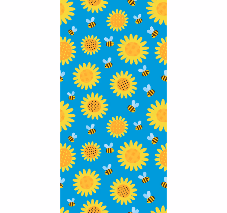 Tapeta kwiaty słoneczny kwiatowy wzór - TenStickers
