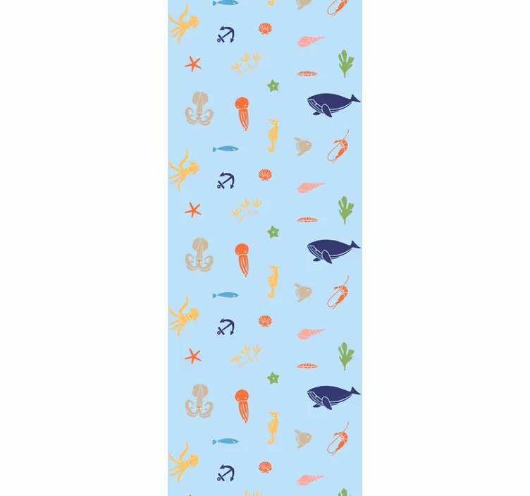 Tapeta zwierzęta wzór fauny oceanicznej - TenStickers
