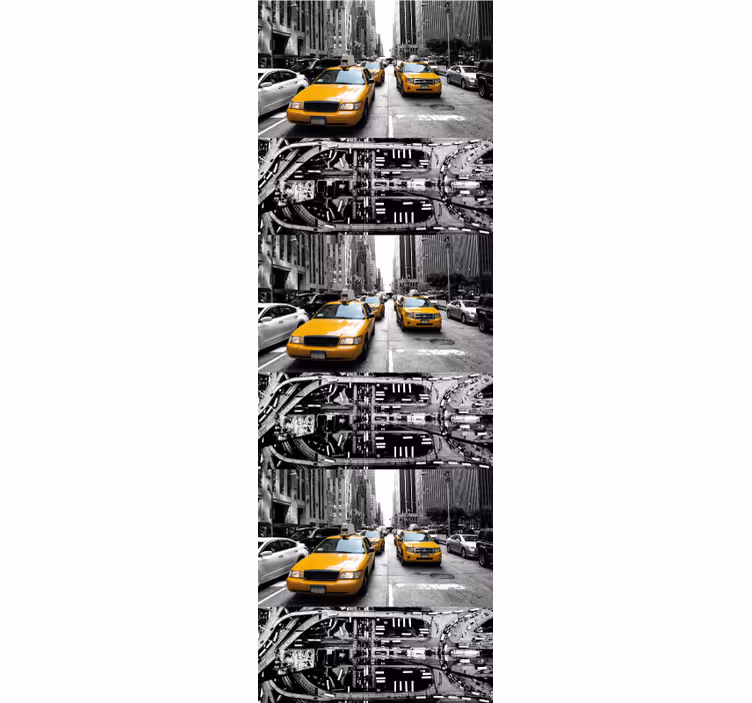 Tapeta miasto scena taksówek miejskich - TenStickers