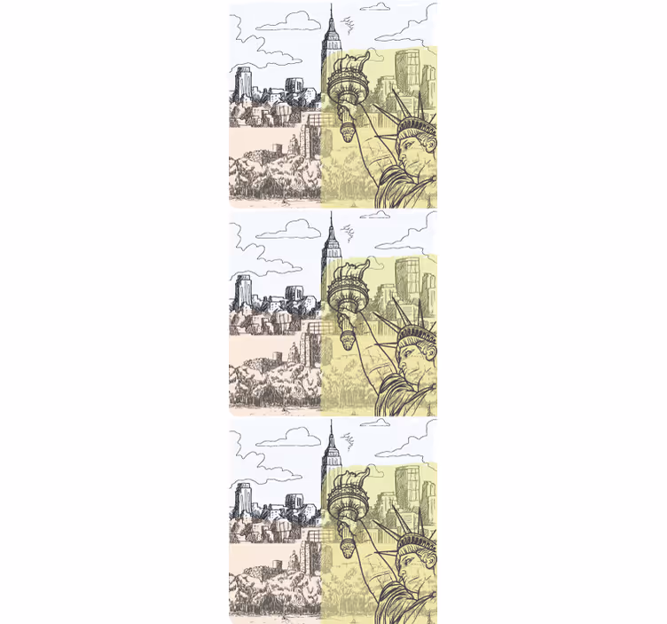 Tapeta miasto projekt szkicu miejskiego - TenStickers
