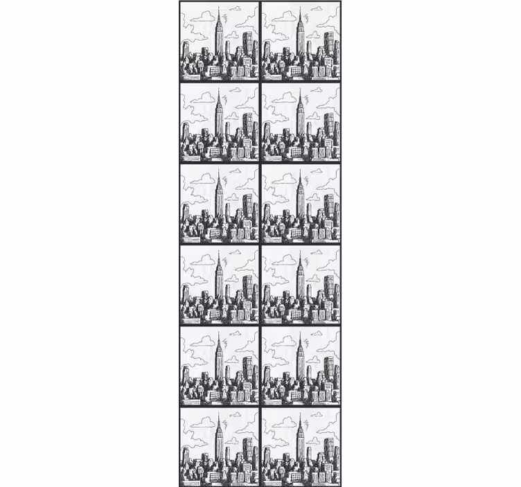 Tapeta miasto szkic panoramy miasta - TenStickers