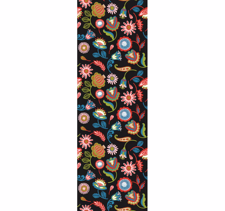 Tapeta kwiaty ludowy motyw kwiatowy - TenStickers