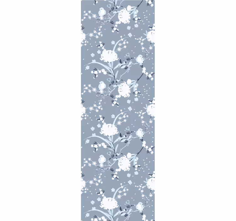 Tapeta do sypialni szare delikatne kwiaty - TenStickers
