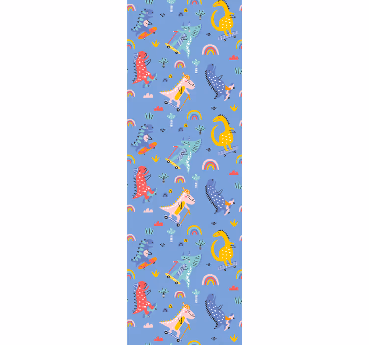 Tapeta dinozaury jeżdżące dinozaury - TenStickers