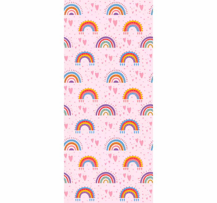Tapeta dla dzieci tęczowe wzory serca - TenStickers