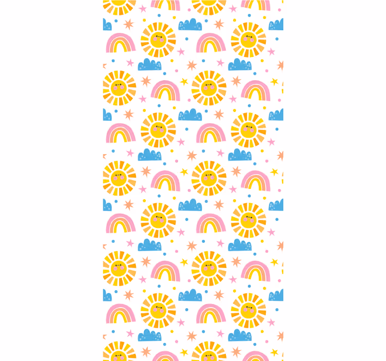 Tapeta dla dzieci wesoła słoneczna tęcza - TenStickers