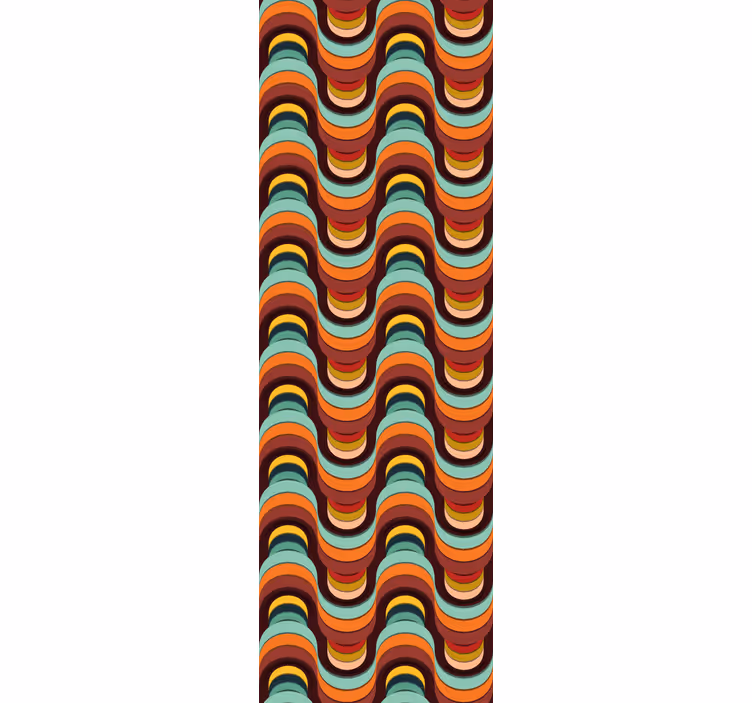 Tapeta geometrczyna retro falisty wzór - TenStickers