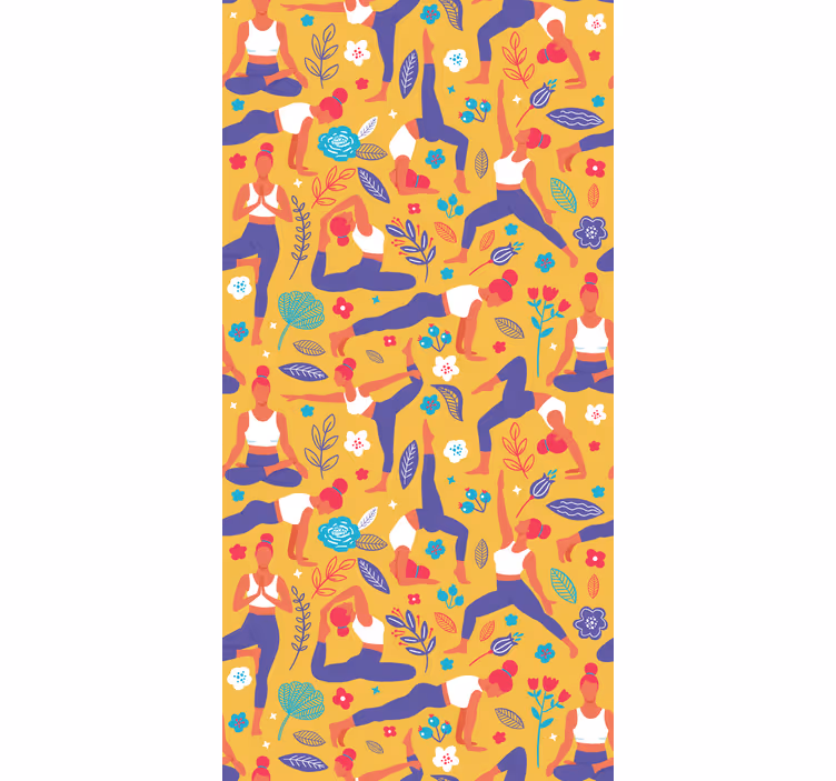 Tapeta do sypialni z wzorem pozycji jogi - TenStickers