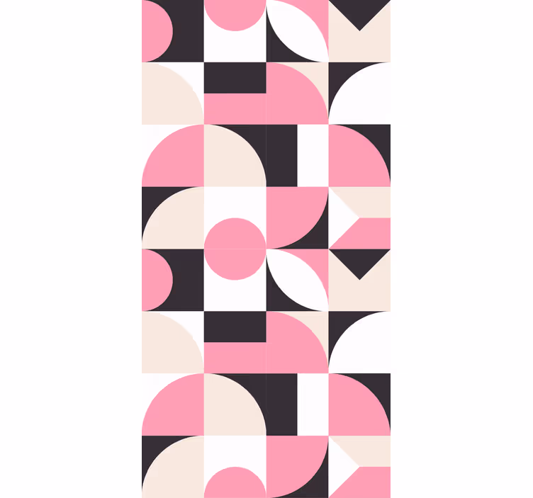 Tapeta geometrczyna nowoczesny wzór różowo-czarny - TenStickers