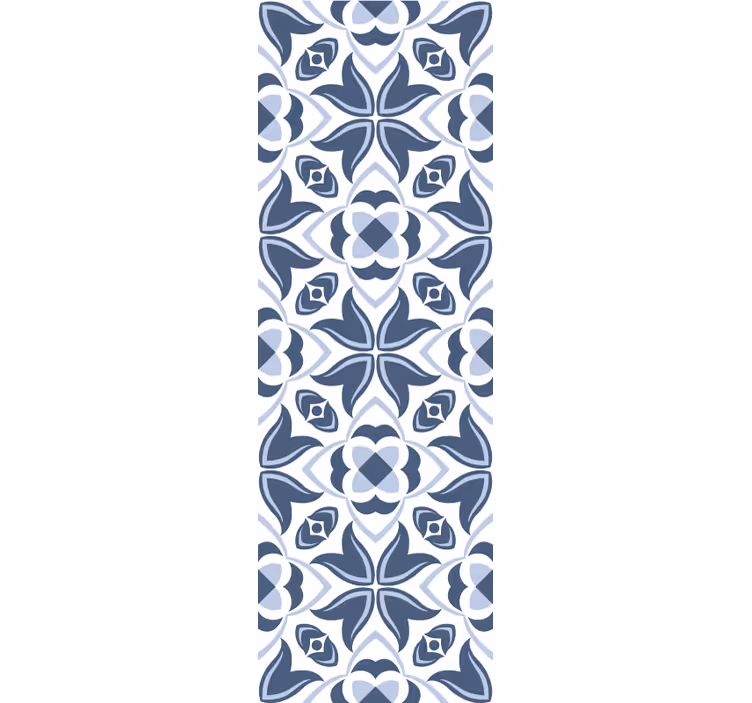 Tapeta kafelki niebieskie geometryczne kwiaty - TenStickers