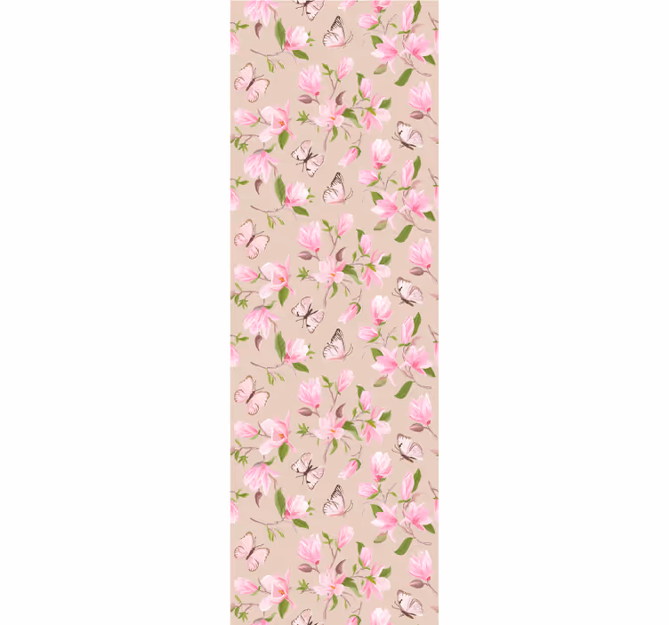 Tapeta kwiaty magnolie i motyle - TenStickers