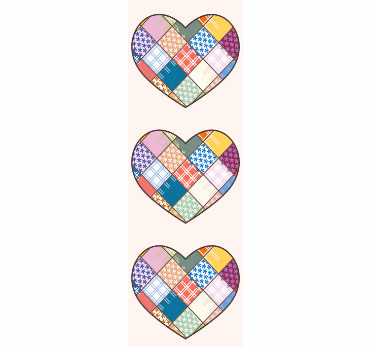 Tapeta kwiaty wzór serca z patchworku - TenStickers
