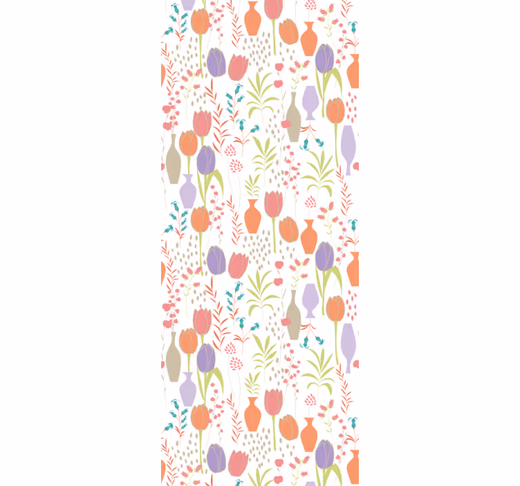 Tapeta kwiaty stylizowane wzory kwiatowe - TenStickers