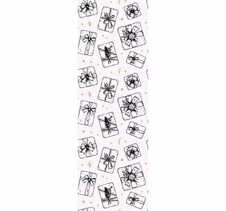 Tapeta świąteczna wzory kokardek prezentowych - TenStickers