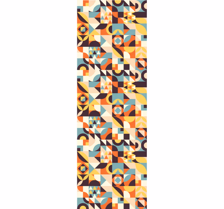 Tapeta geometrczyna retro kolorowa czerwona mozaika - TenStickers