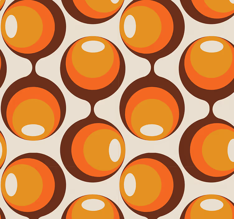 Tapeta vintage w półowalny wzór z lat 70. - TenStickers