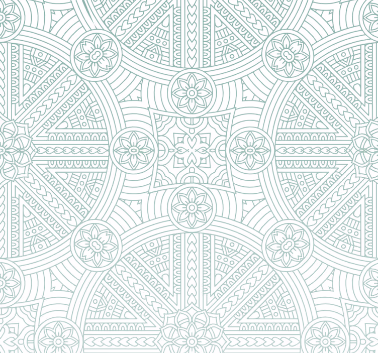 Tapeta do sypialni zielony wzór boho aztecki - TenStickers