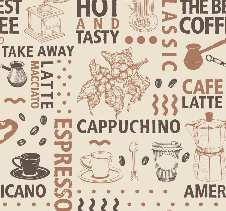 Tapeta do jadalni wzór kawy - TenStickers