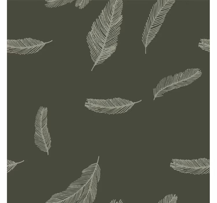 Tapeta do sypialni minimalistyczne zielone pióra - TenStickers