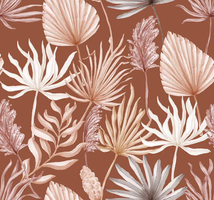Tapeta terracotta liście monstery - TenStickers